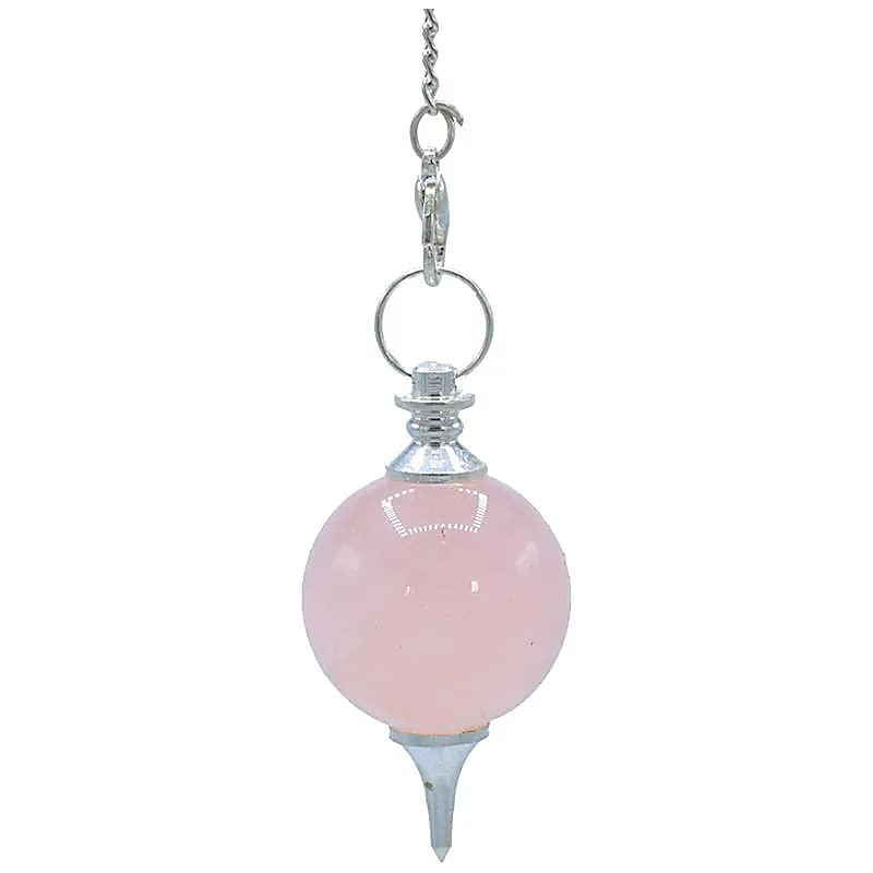 pendule quartz rose avec chaine chakra