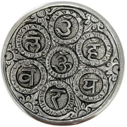 Porte encens rond en métal blanc 7 Chakras