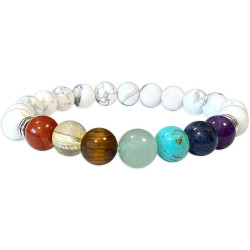 Bracelet Howlite 7 Chakras Perles 8mm