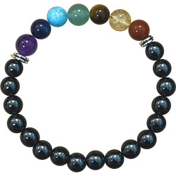 Bracelet Hématite 7 Chakras Perles 8mm