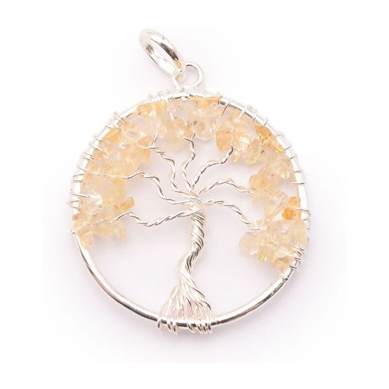 pendentif arbre de vie citrine