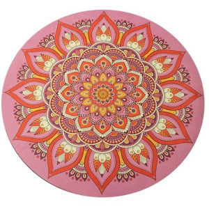 Tapis de méditation yoga rond mandala rose diamètre 70cm - La Tortue de Jade