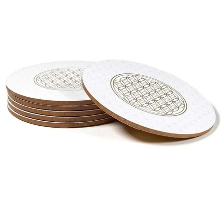 Lot De 6 Sous-verres En Bois Fait Main Avec Décor Laiton – Style Artisanal
