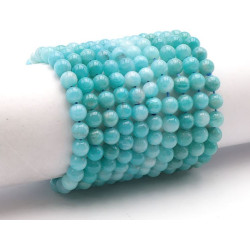 Bracelet En Amazonite - Perles 8mm - Lithothérapie Bohème - Sans Fermoir Ajustable