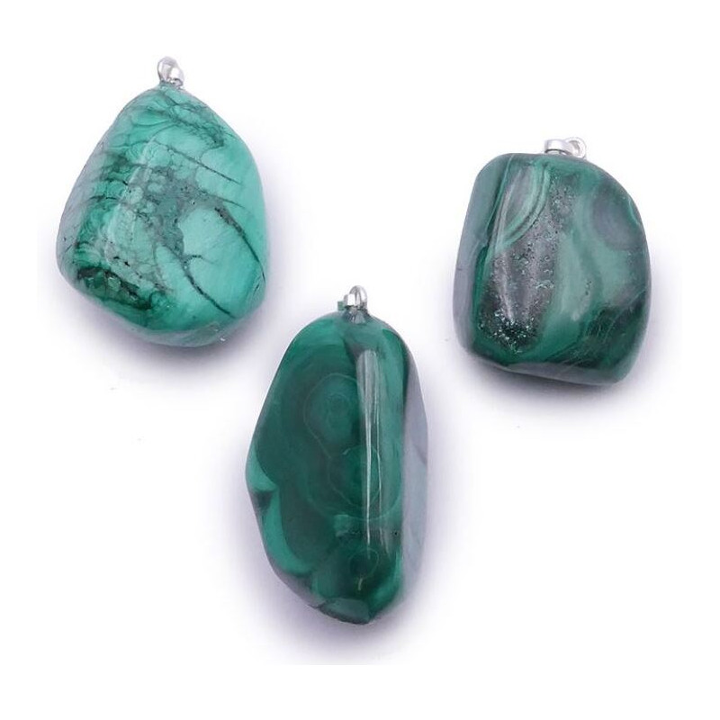 pendentif pierre roulée malachite