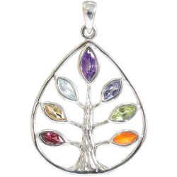 Pendentif en Argent 925 - Arbre de Vie et Chakras