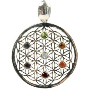 pendentif fleur de vie chakras argent 925