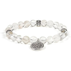 Mala - Bracelet Cristal de Roche perles 8mm avec Lotus