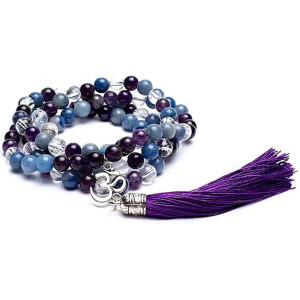 mala amethyste aventurine cristal de roche & om