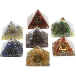 Ensemble de 7 Pyramides Orgonite Chakras