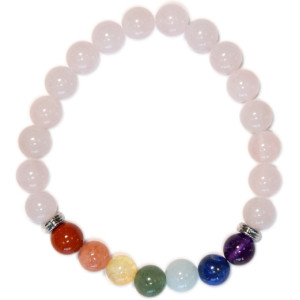 bracelet 7 chakras quartz rose omsaé