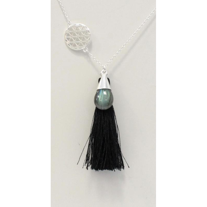 collier goutte argent et labradorite