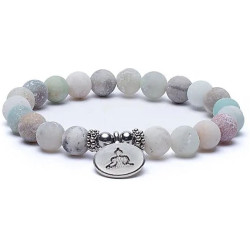 Mala - Bracelet en Amazonite perles 8mm avec Symbole Bouddha