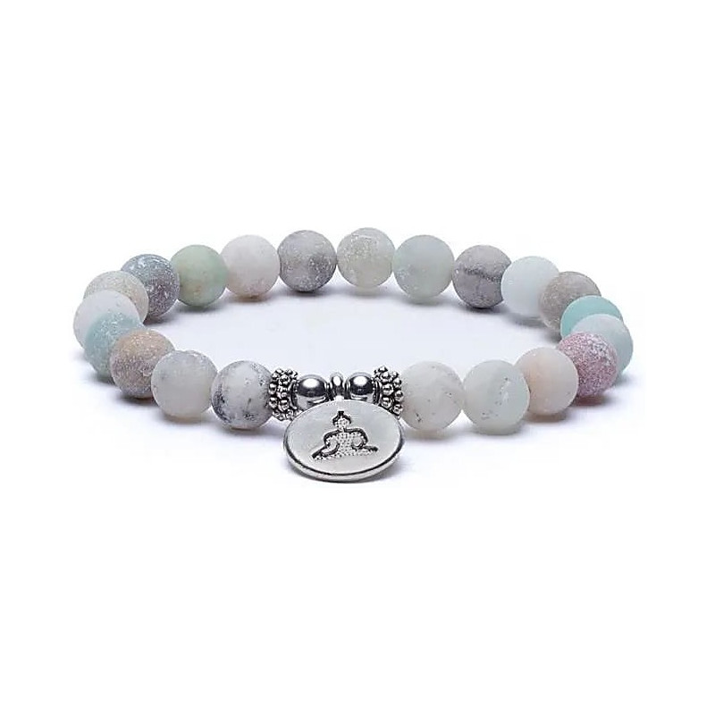 mala bracelet amazonite avec symbole bouddha