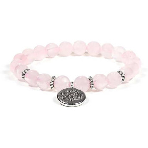 mala bracelet quartz rose avec lotus