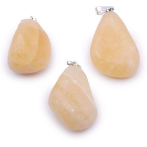 pendentif pierre roulée calcite orange