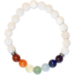 Bracelet 7 Chakras Pierre de Lune perles 8mm Omsaé