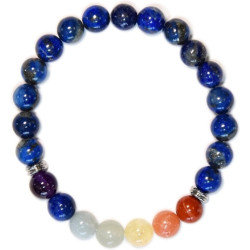 Bracelet 7 Chakras Lapis Lazuli perles 8mm Omsaé