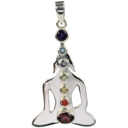 Pendentif Bouddha Chakras en Argent 925